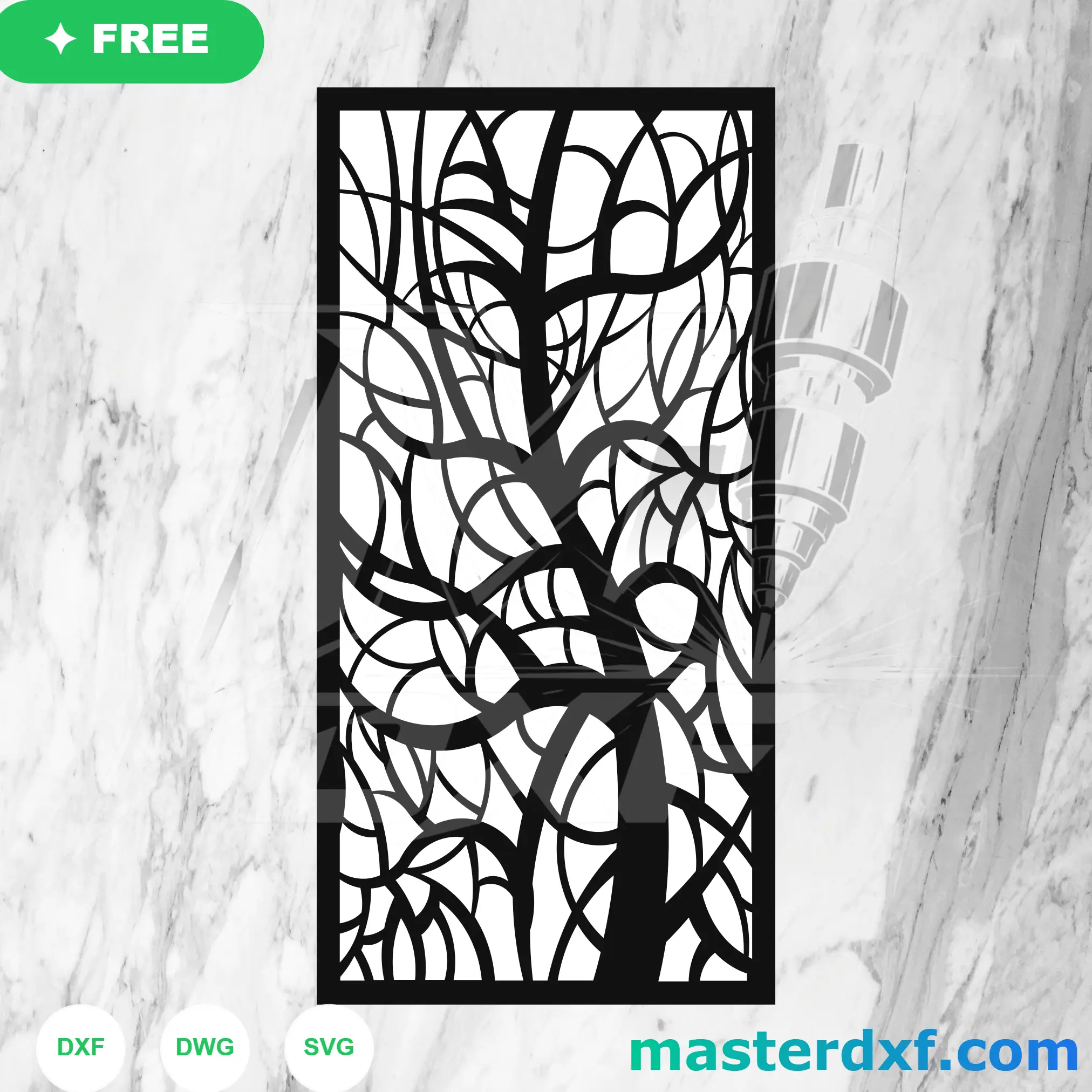Abstract Organic Tree Branch Silhouette Mosaic Panel DXF File